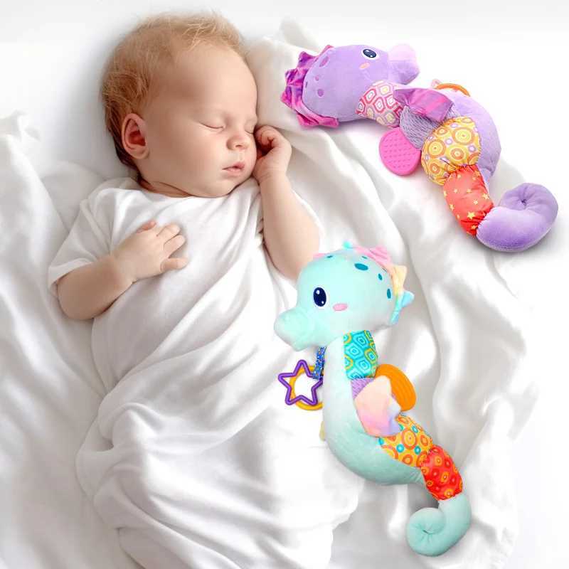 Baby Seahorse Musical Rattles Toys Infant Stuffed Animals Soft Toy with Bright Colors Crinkle Sound Paper Newborn Toys Gifts Y260319