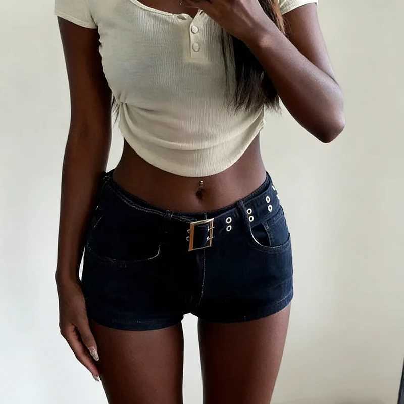 Girls Chic Fashion Low Waist Jeans Lady Slim Fit Thin Stretch Short Pants Female Sexy Nightclub Solid Denim Shorts M260319