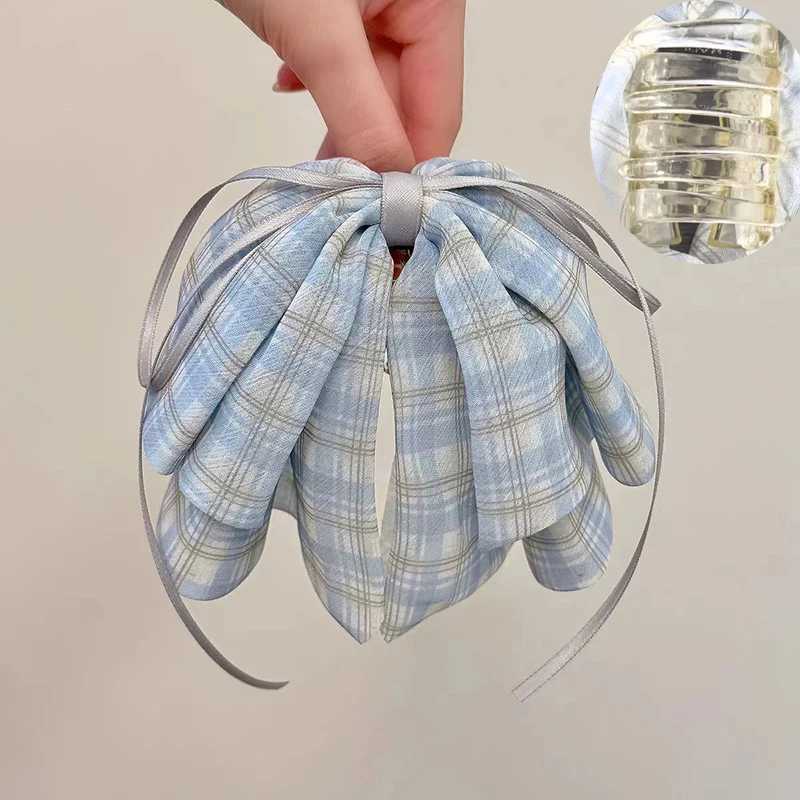 Fabric Mesh Bow Hair Clip for Woman Elegant Temperament Shark Clip Fashion Girl Back of The Head Hair Clamp H260319