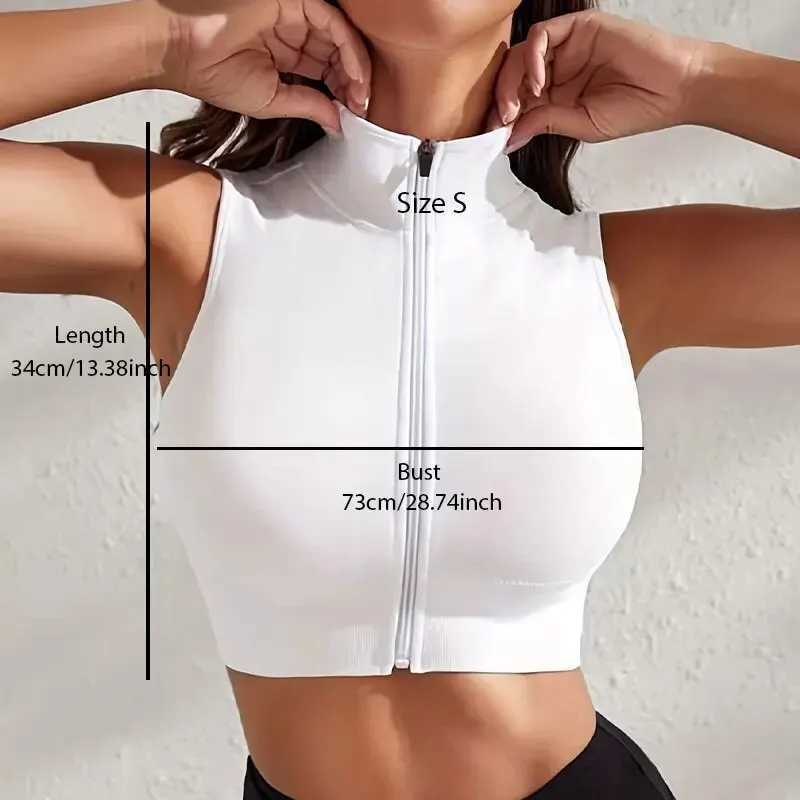 Womens 2-piece Set Close-fitting Breathable Sexy Yoga Zipper Exercise Fitness Vest Top Z20260319