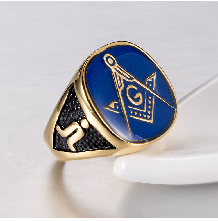ins-style hip-hop punk fashion trendy men's creative AG titanium steel ring Masonic hand accessory