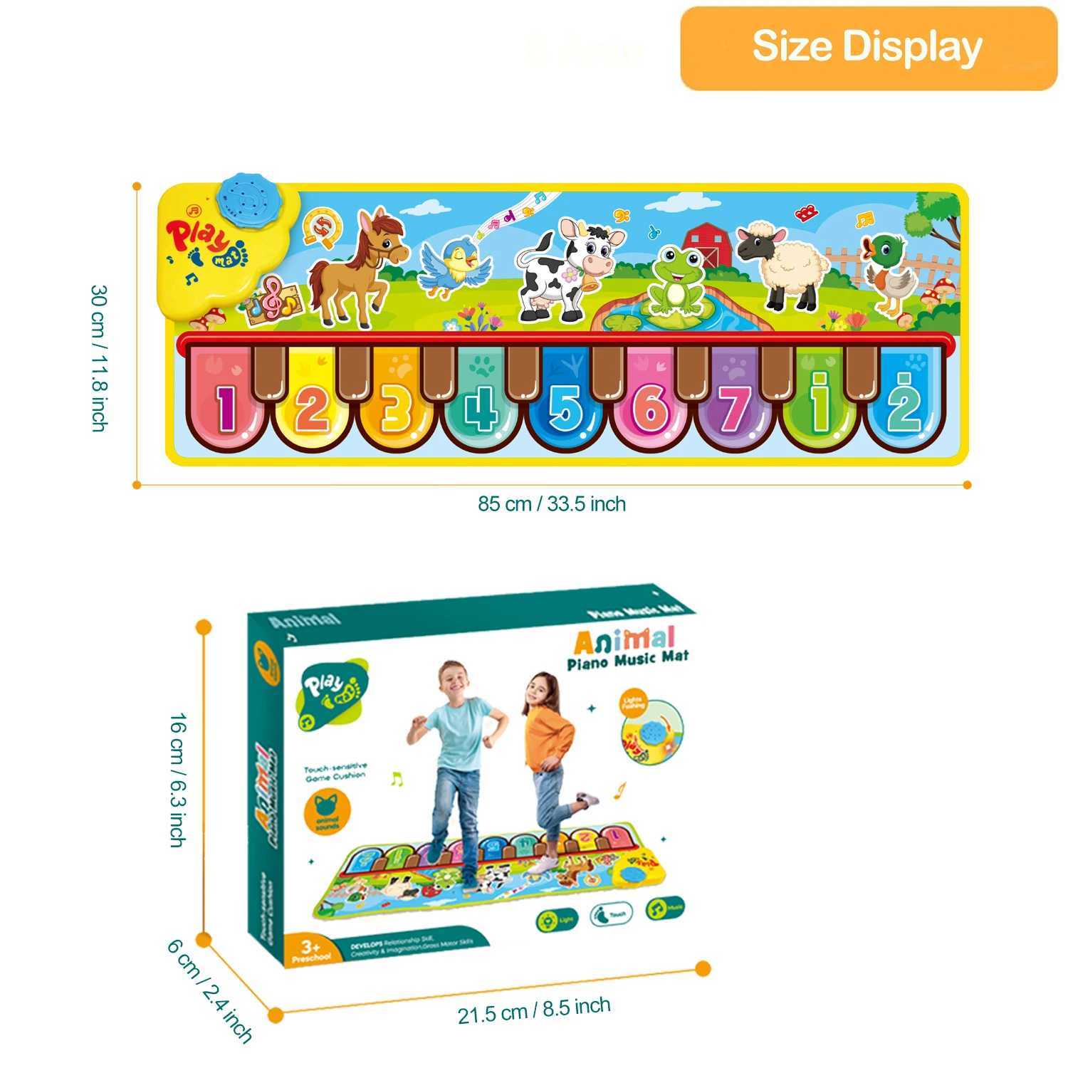 Musical Mats with Music Sounds Musical Toys Floor Piano Keyboard Mat Carpet Animal Blanket Touch Y260319