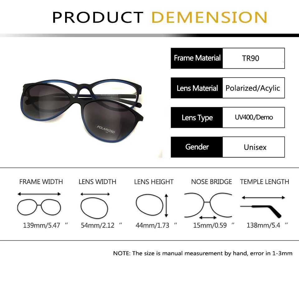 TR90 Ultralight Cat Eye Sun Glasses For Women Eyeglasses Frame With Polarized Magnet Clip On Sunglasses Female Uv400 Oculos De H260319 - view 7