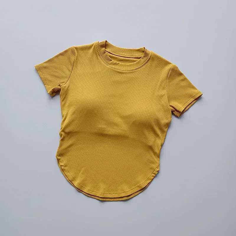 Yoga Suit with Chest Cushion Short Sleeve Womens Running Sweat Wicking Fitness Top Fast Drying Thin Leisure Moisture Absorption Z20260319