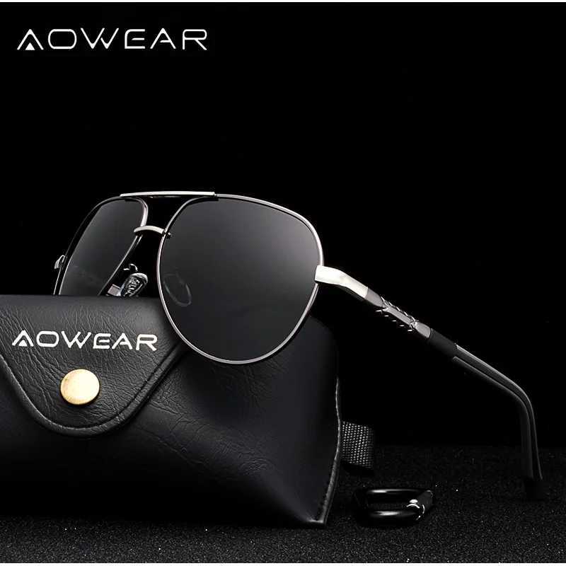 AOWEAR Aviation Polarized Sunglasses Men Aluminum Driving Mirror Sun Glasses Male Brand Designer Retro Eyewear Accessories gafas H260319 - view 4