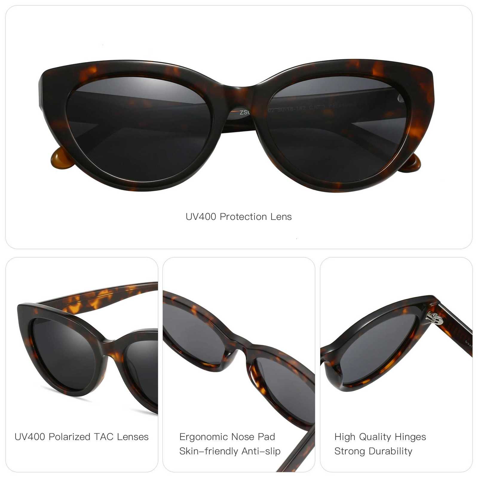 ZENOTTIC Fashion Cat Eye Polarized Sunglasses Handmade Acetate UV400 Protection Sun Glasses Shade for Women Gift Travel H260319 - view 6