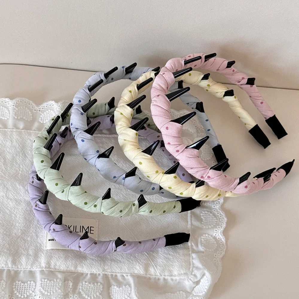 Polka Dot Hairband with Teeth Wavy Shape Wrapped Fabric Women Headband Fabric Wrapped Hairhoops Hair Bands for Women H260319