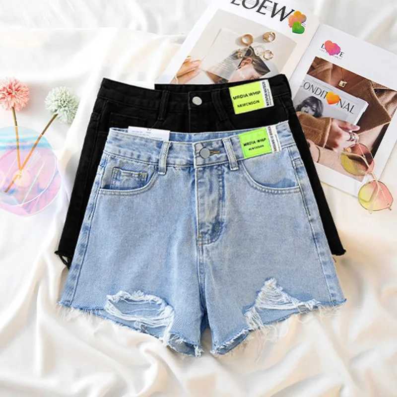 Summer Female Solid Raw Edge High Waist Jeans Hot Sale Girls Thin Denim Shorts Women Fashion Ripped Designer Short Pants M260319