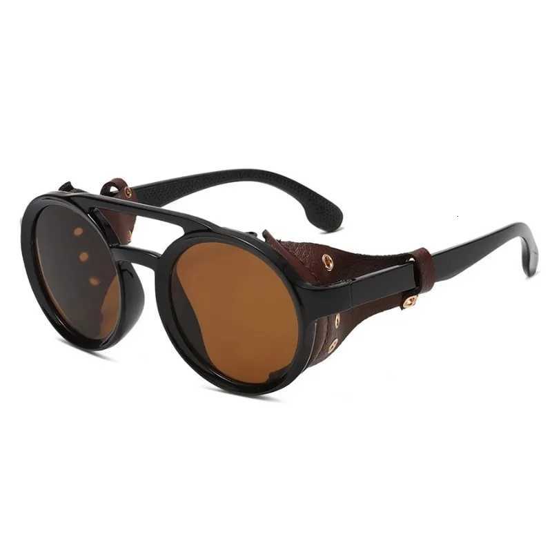 Retro Sunglasses Men Women Leather Round Eyewear Vintage Goggles Anti Wind Outdoors Sports Sun Glasses UV400 Gafas De Sol H260319 - view 5