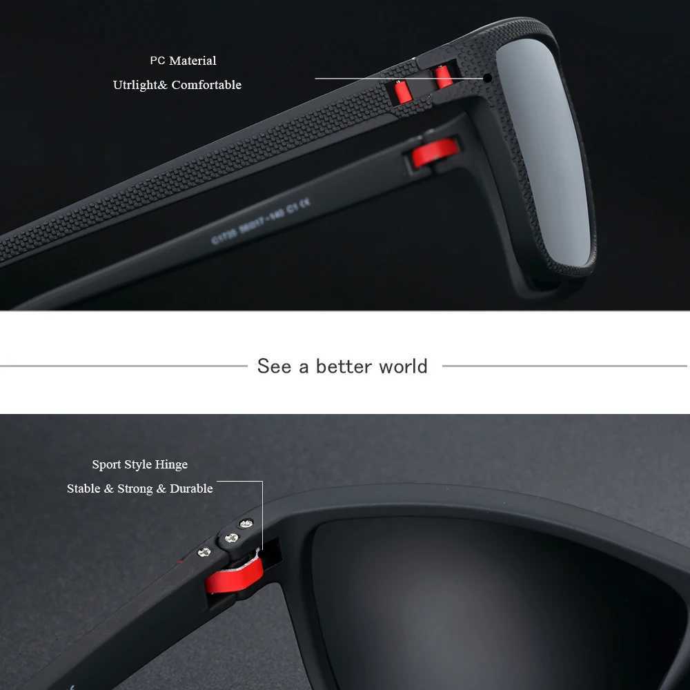 BARCUR Brand Classic Men Sunglasses Comfort Durable PC Rectangular Frame TAC Lens Versatile Age Polarized Sunglasses H260319 - view 3