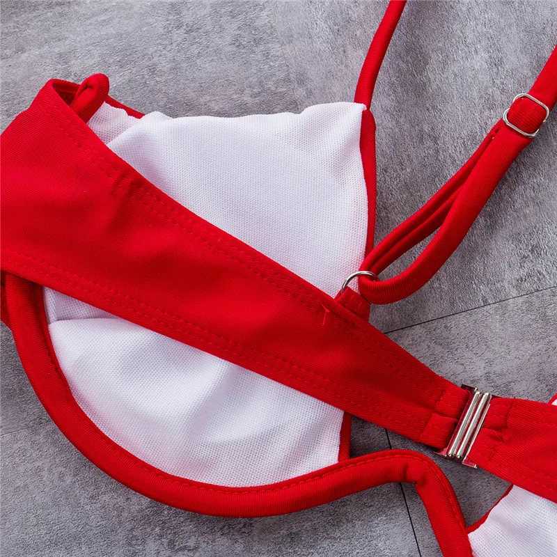 Bikini For Women Summer Solid Color Push Up Bandeau Bra Bandage Y2k Style Women Swimming SuitsT260318