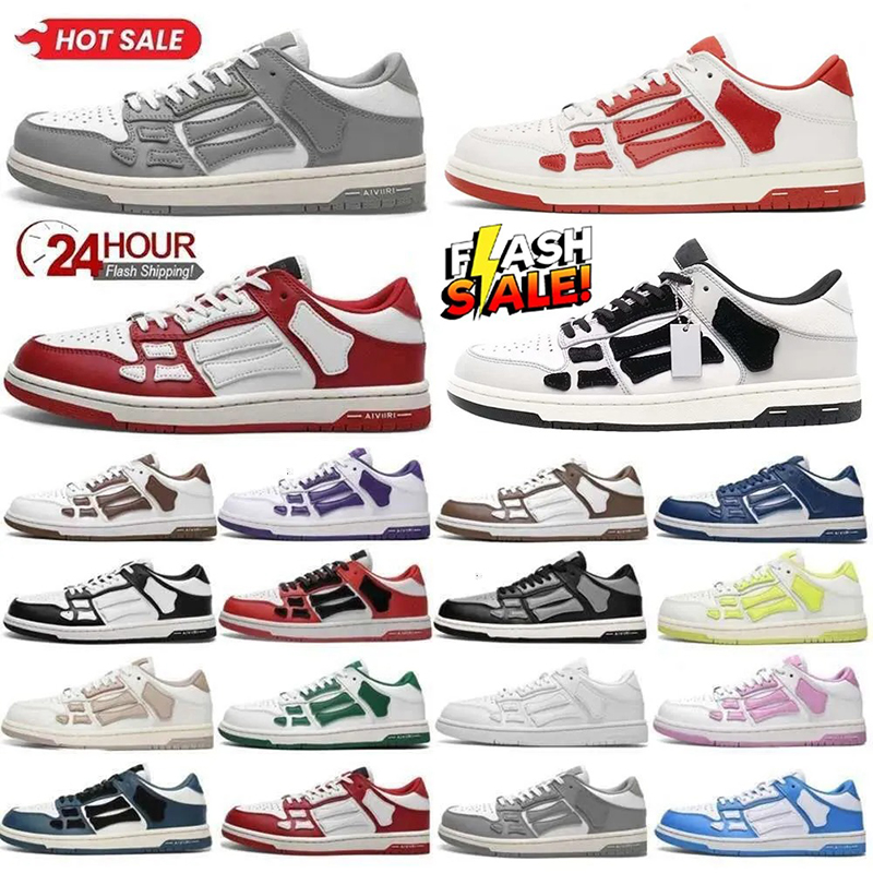 Designer Skeleton Casual Shoes Bone Leather Luxury Low Sneakers Skeleton Blue Red White Black Green Gray Men Women Flat Sports Outdoor Training Shoes