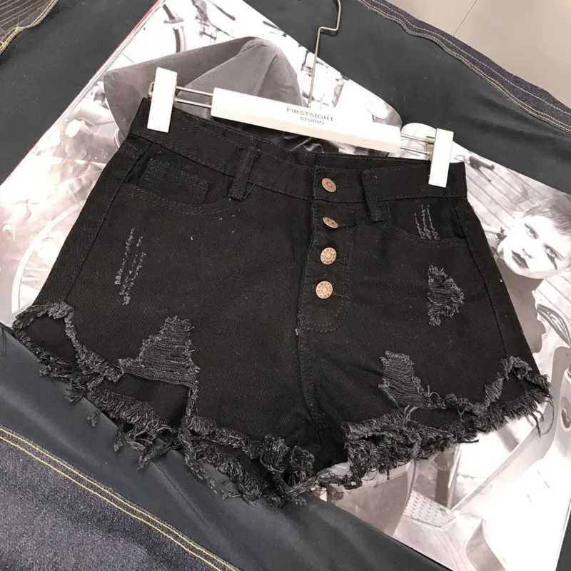High Waist Tassel Broken Denim Shorts Women Summer Korean Version Raw Edge Wide Leg Loose Plus Size Jean Shorts Female M260319