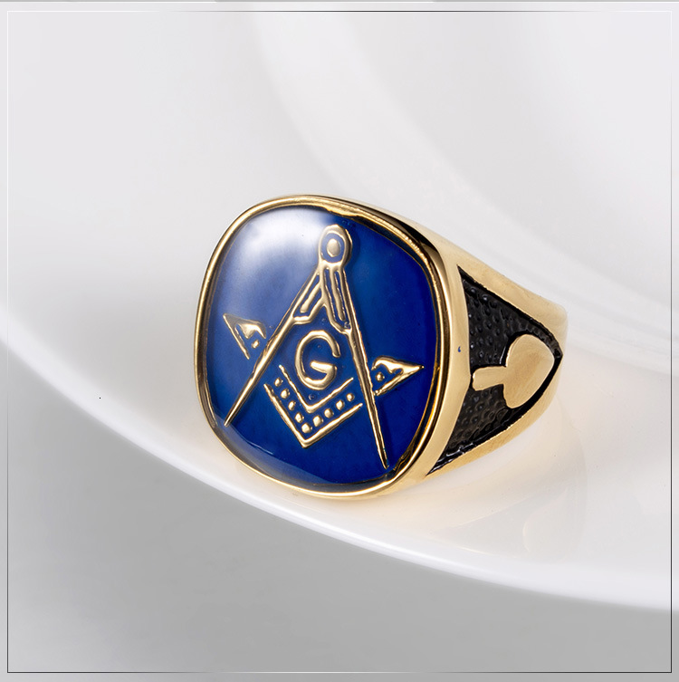 ins-style hip-hop punk fashion trendy men's creative AG titanium steel ring Masonic hand accessory