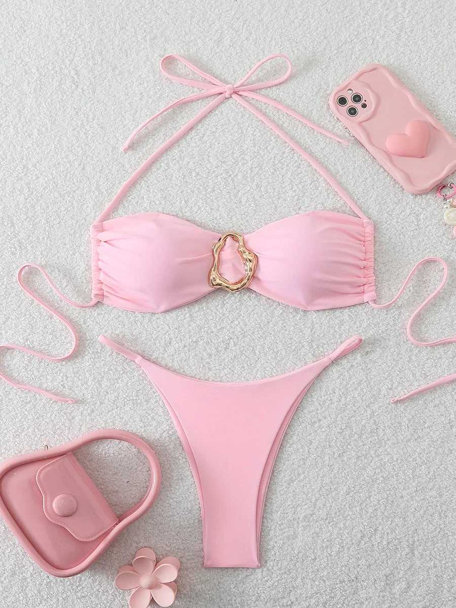 Sexy Bandeau Bikini Womens Swimsuit 2026 Two-piece Swimwear Thong Bikinis Set Female Bathing Suit Push Up Beach Swimming WearT260318