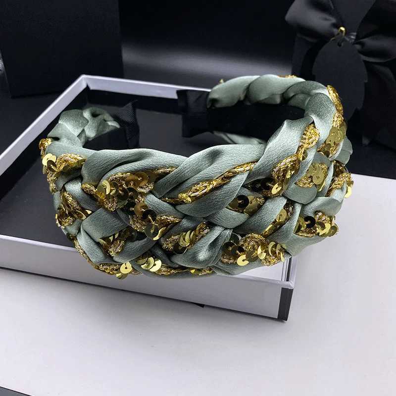 Light luxury fashion sequin hair clip headband for women with high skull top high-end feeling wide edge compression headband H260319