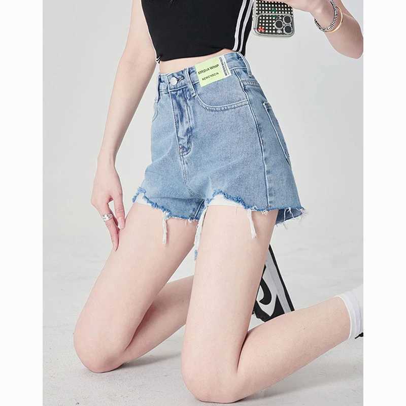 Summer Female Solid Raw Edge High Waist Jeans Hot Sale Girls Thin Denim Shorts Women Fashion Ripped Designer Short Pants M260319