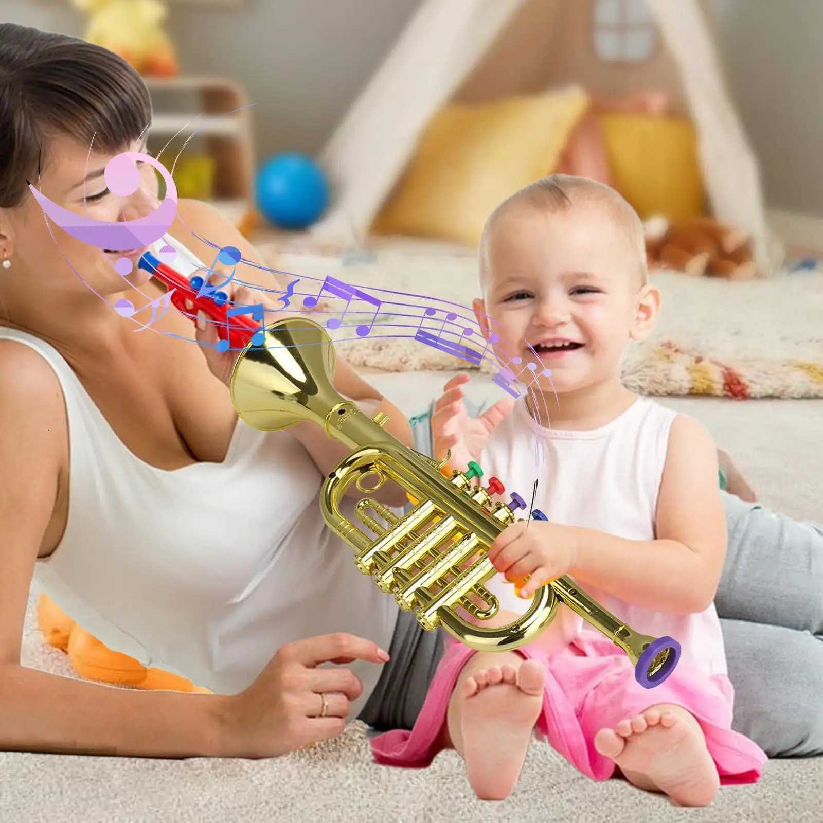 Kids Trumpet Childrens Preschool Music Inspire Toys Horn Musical Instrument with 4 Color Keys Fun Music Toy for Children Y260319