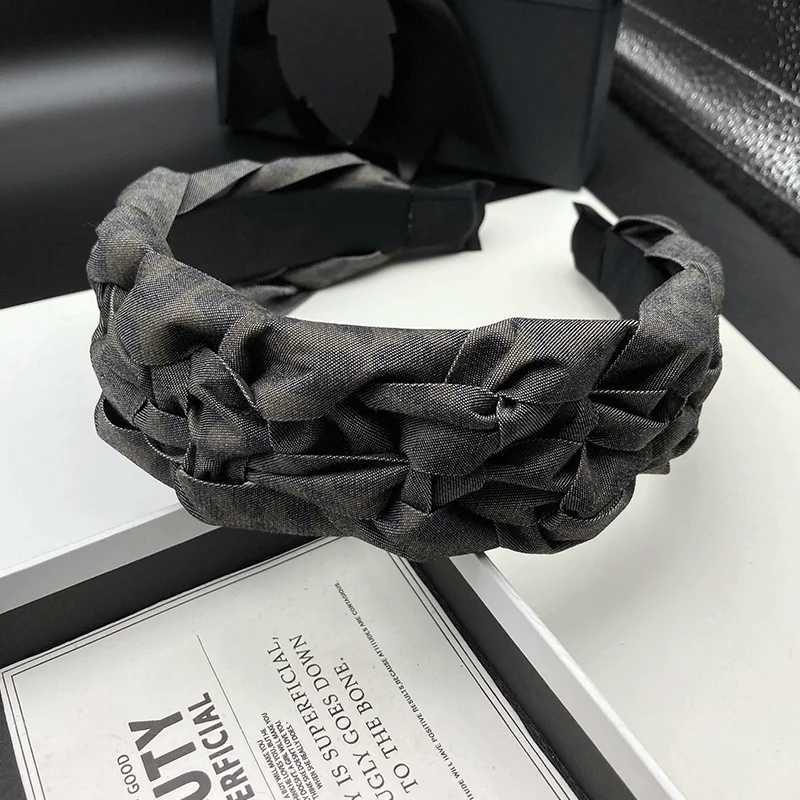 Retro woven hairpin headband for women with high skull top adult daily wide edge hair compression face wash headband H260319