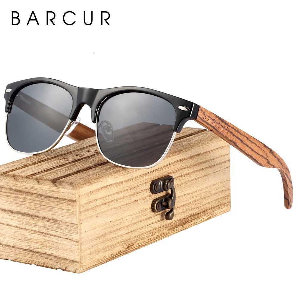 BARCUR Polarized Ebony Black Sunglasses Zebra Natural Wooden Sun glasses for Men Driving Fishing Women Eyewear Accessory Oculos H260319 - view 6