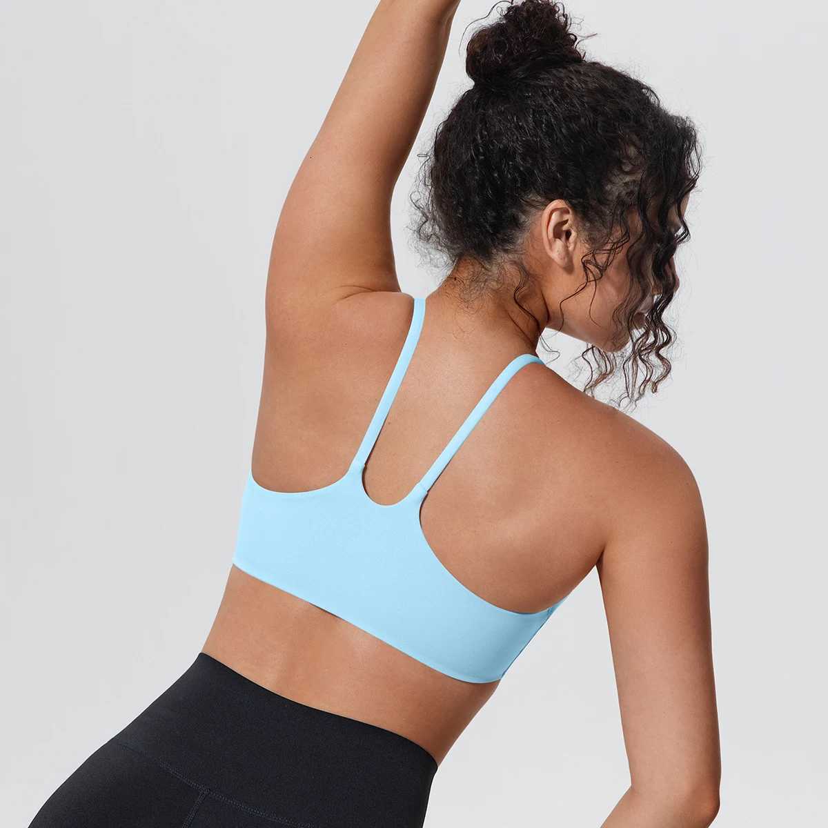 Summer Women Yoga Bra Solid Color Breathable Shockproof Workout Top Vest Sexy Backless Strap Bra Gym Sports Running Yoga Bra Z20260319