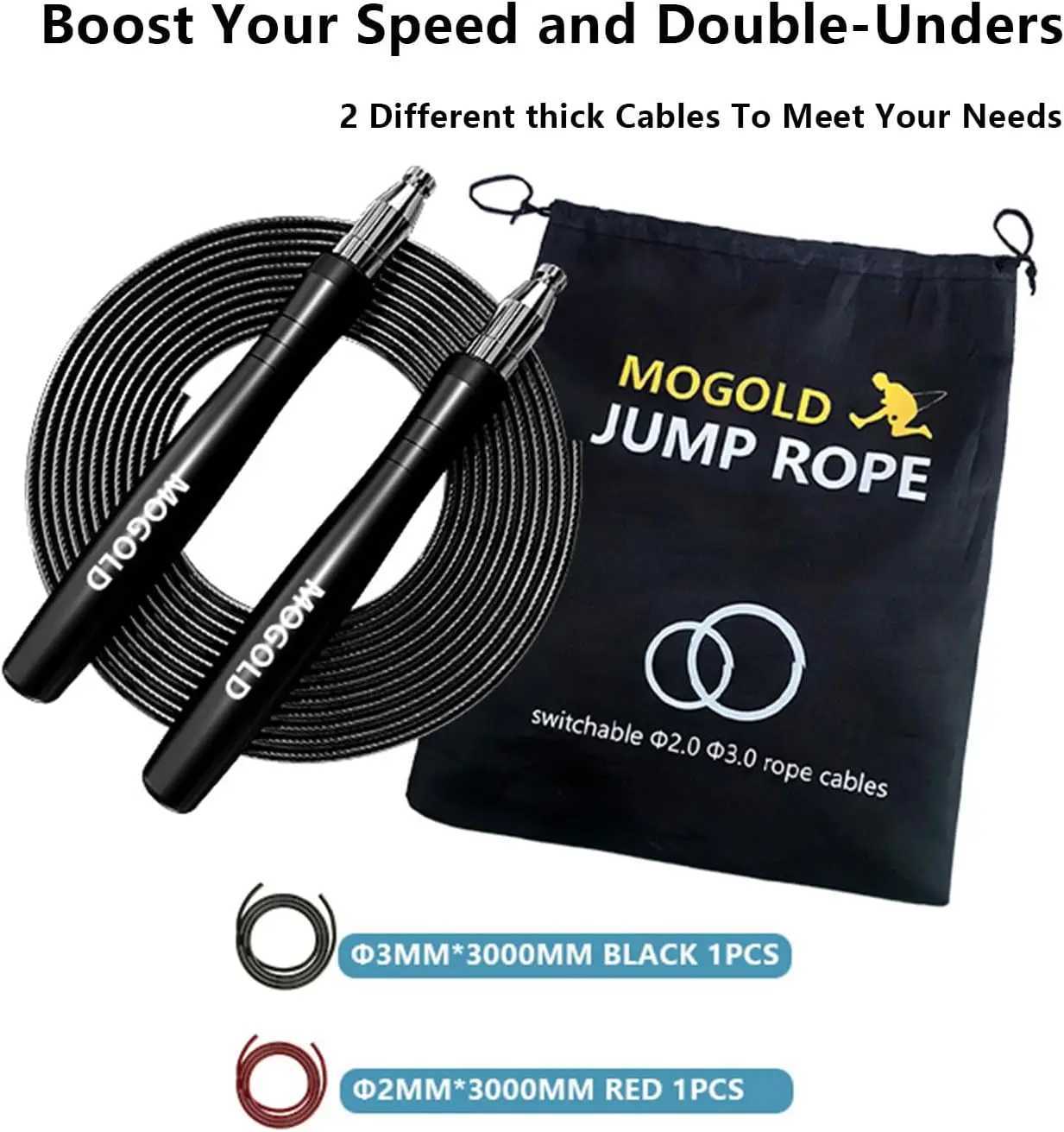 Premium Tangle-Free Speed Jump Rope for Men and Women - Adjustable Self-Locking Design for Boxing CrossFit Home Workouts M260319