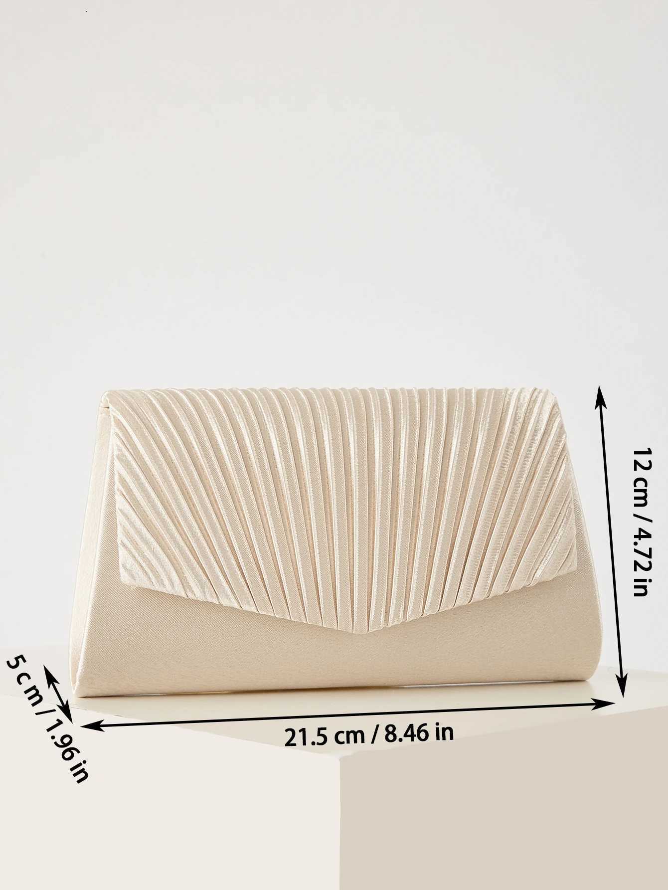 Elegant and simple pleated Korean clutch and chain bag with metal chain and hidden card pocket womens party banquet evening bag W260319 - view 6