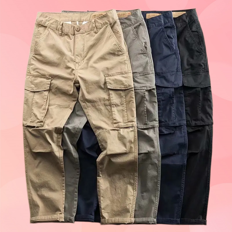 Men's Pants Autumn Mens Multipocket Cargo Pants Loose Straightleg Casual Outerwear For Construction Work Men's Clothing Free Shipping