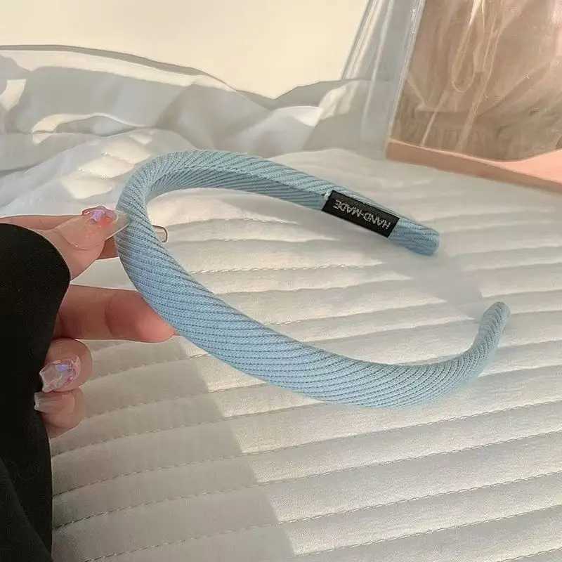 Mint Blue Knitted Cotton Headbands Thin Hairbands For Women Girls Chic Hair Holder Solid Plain Bezel Simple Hair Accessories H260319