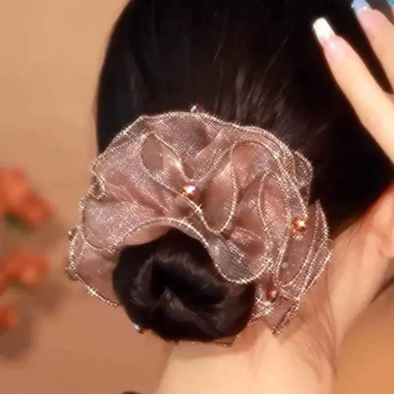 Large Hair Band High Elastic headband Flower Elegant golden Starry Sky Hair Volume Bubble Headband for women H260319