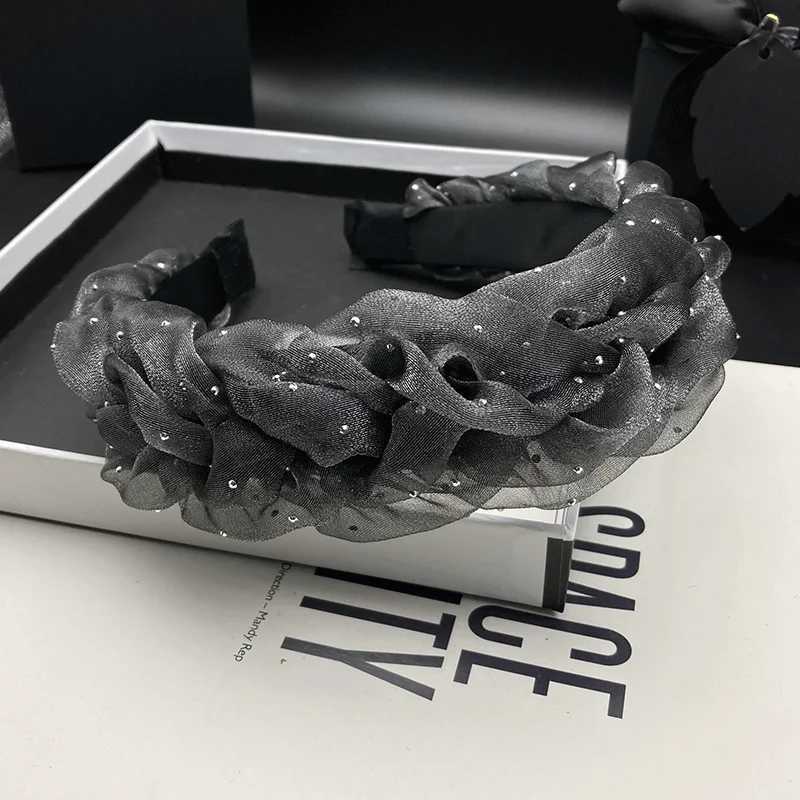 New mesh headband for women with high skull top and rhinestone hot stamping for daily hair and face washing H260319