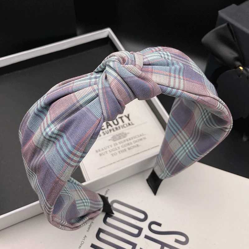 New hair clip womens colorful dyed checkered hair tie headband wide edge pressed hair wash headband H260319