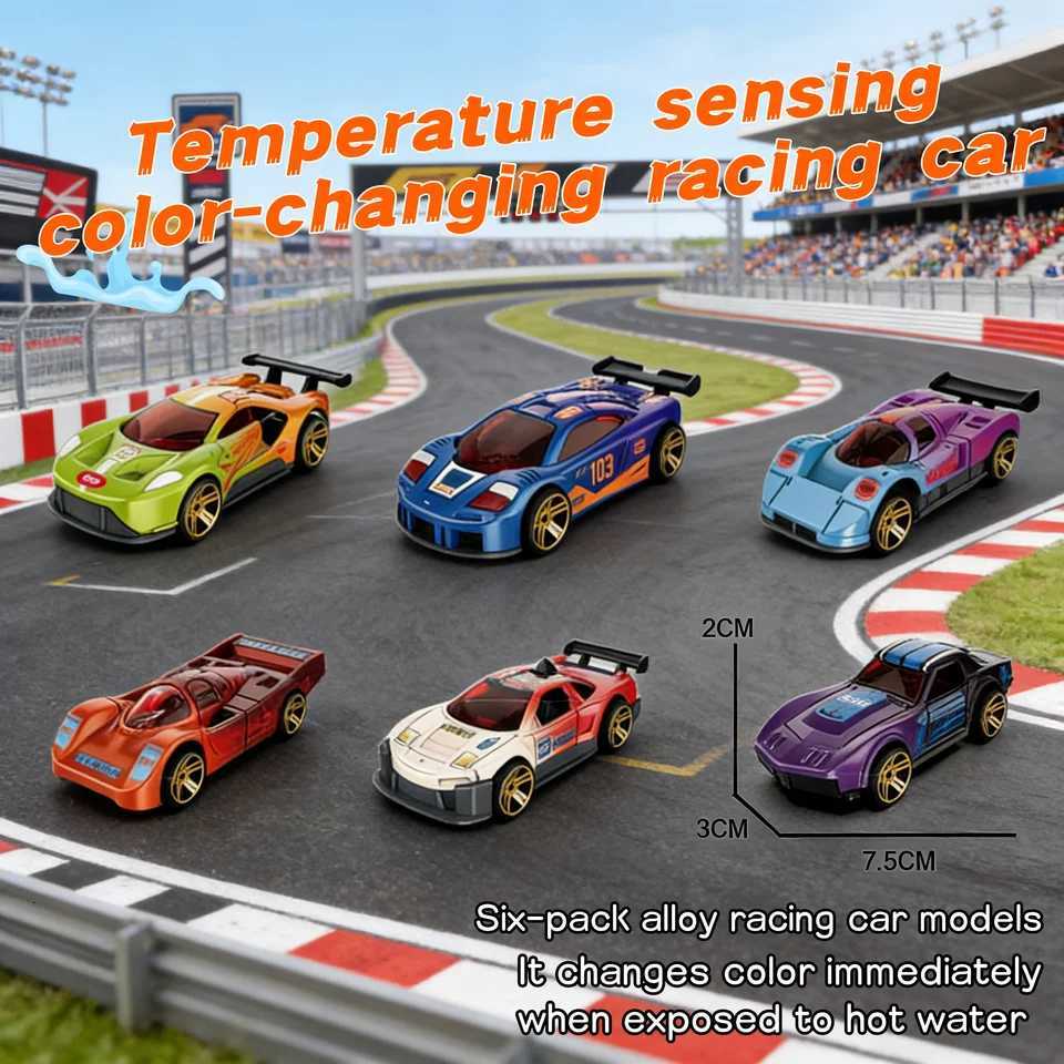 6 Pcs Color Changing Racing Cars Water Activated Bath Toys Theme Party Giveaways Goodies Funny Cars Model Gift for Boys Girls Y260319