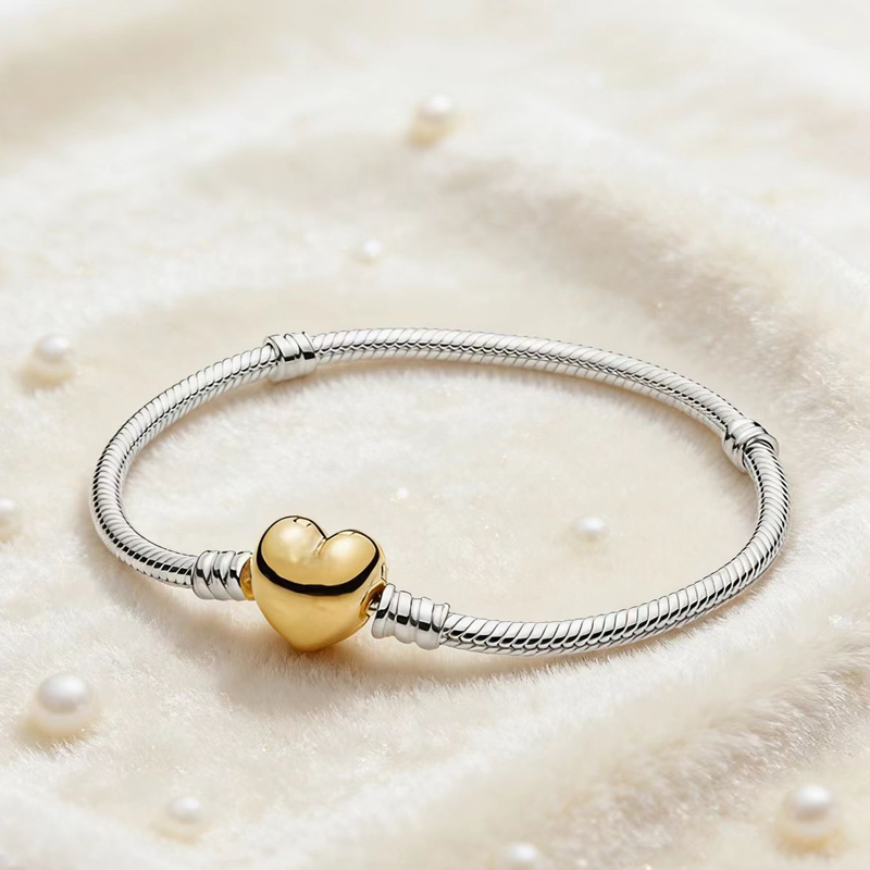 Luxury Designer Heart Bracelets 3mm Snake Chain Women Authentic fits pan s925 Sterling Silver Charms Birthday Christmas Gifts Jewelry BR101
