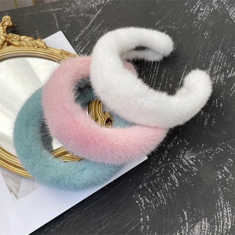 2023 Hot Sale Women Luxury winter 100 Real Mink Fur Headbands High Quality Real Fur Hair Band Lady Fashion Hair Hoop Furry Gift H260319