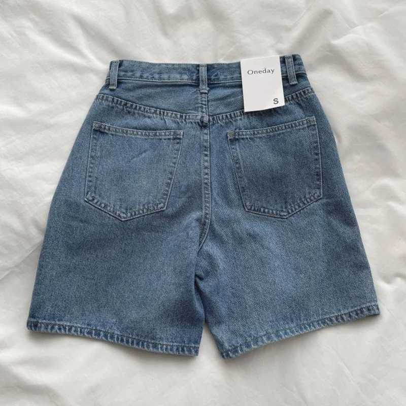 Summer Female Korean Leisure High Waist Jeans Lady Classic Solid Thin Denim Shorts Girls Retro Fashion Short Pants M260319