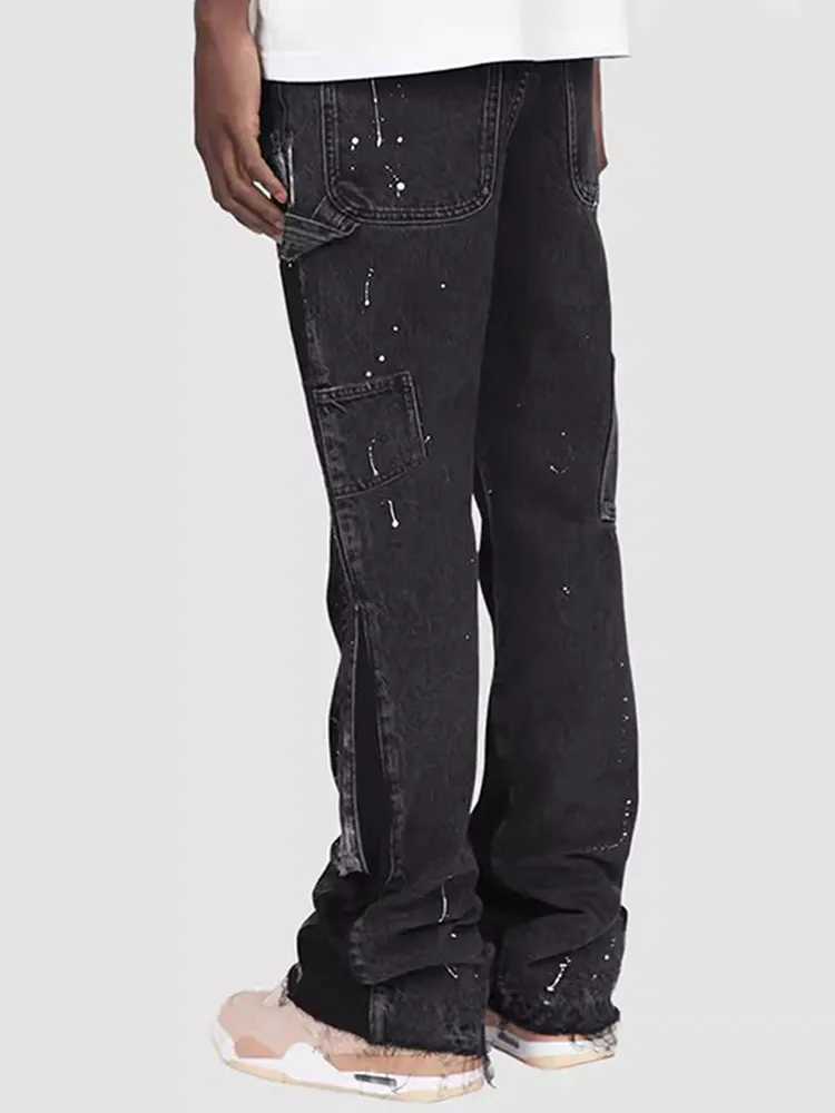 Washed Jeans Men Vintage Mid Waist Pockets Button Zipper Fly Distressed Ankle Length Denims Trousers Streetwear Straight Pants M260319