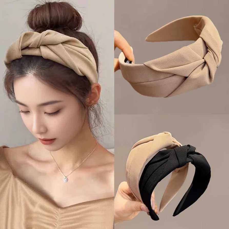 New Knotted Headbands for Women Headdress Girls Vintage Hair Bands Cloth Wide Hairband Soft Hair Hoop Hair Accessories Headwear H260319