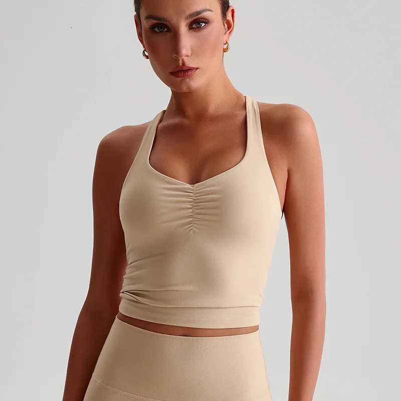 Solid Color Sports Tank Top Women Fitness Bra TightsCross Back Gym Clothe Underwear Yoga Vest High impact shockproof Chest Pad Z20260319