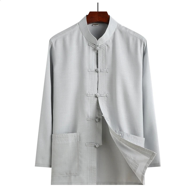 High Quality 4XL Chinese Traditional Mens Cotton Linen Mandarin Collar Tang Suit Clothing Arrival Male Kung Fu Jacket Coat 260318