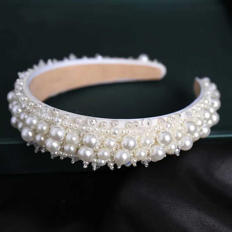 Silver Color Pearl Hairband Headband Tiara Women Korea Elegant Hair Hoop Ornament Bridal Wedding Hair Accessories Jewelry Band H260319