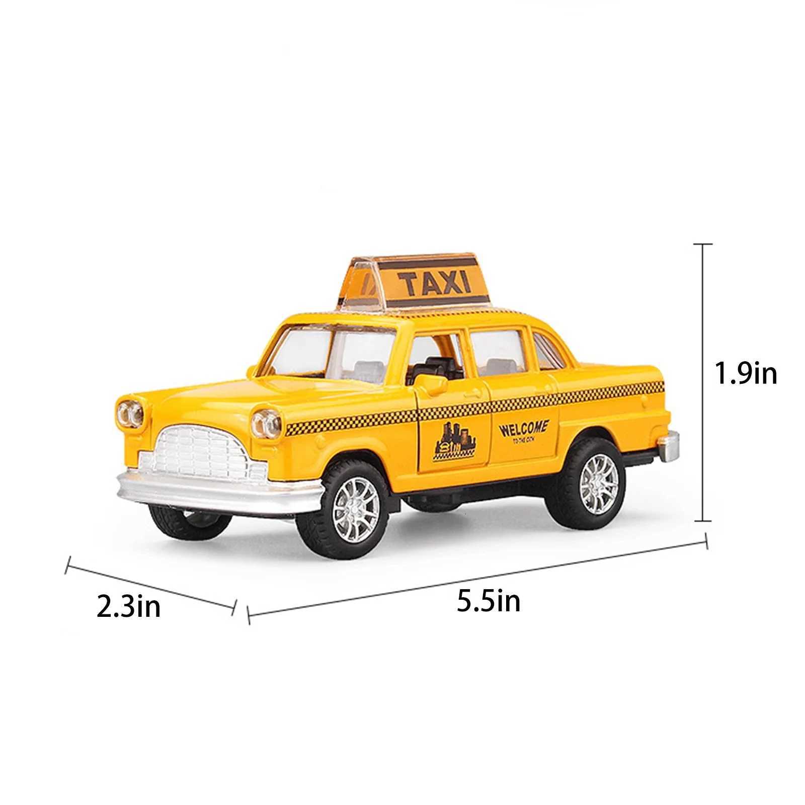 1/32 Diecast Retro Taxi Alloy Car Toy with Light Sound Collectible Mini Model Vehicle Gift for Boys Girls Kids Y260319