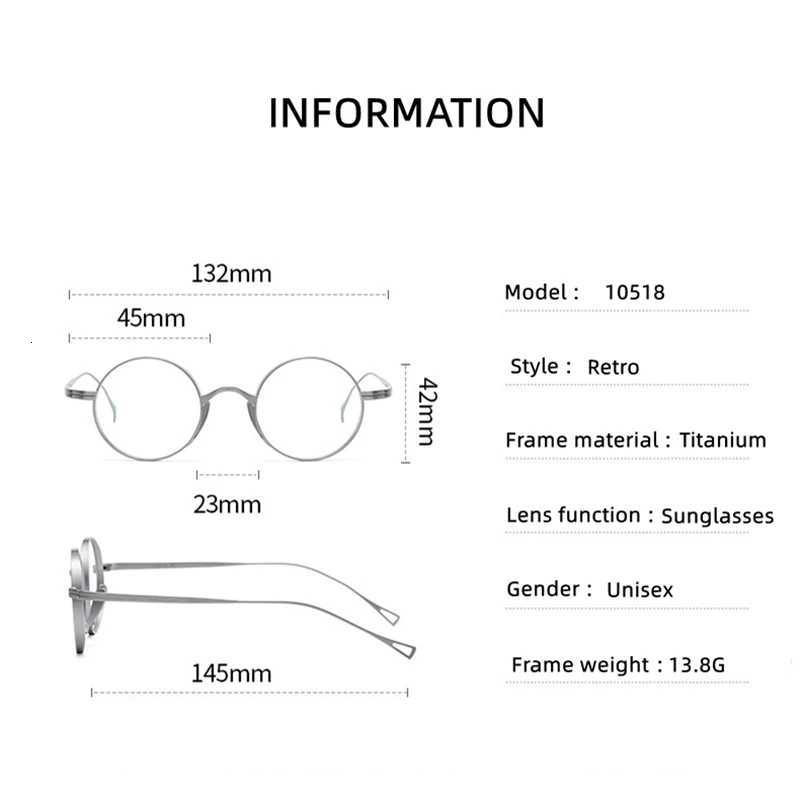Ultra Light Pure Titanium Myopia Sunglasses Men Vintage Designer Small Round Frame Sunglasses Women Retro Luxury Brand Eyewear H260319 - view 4