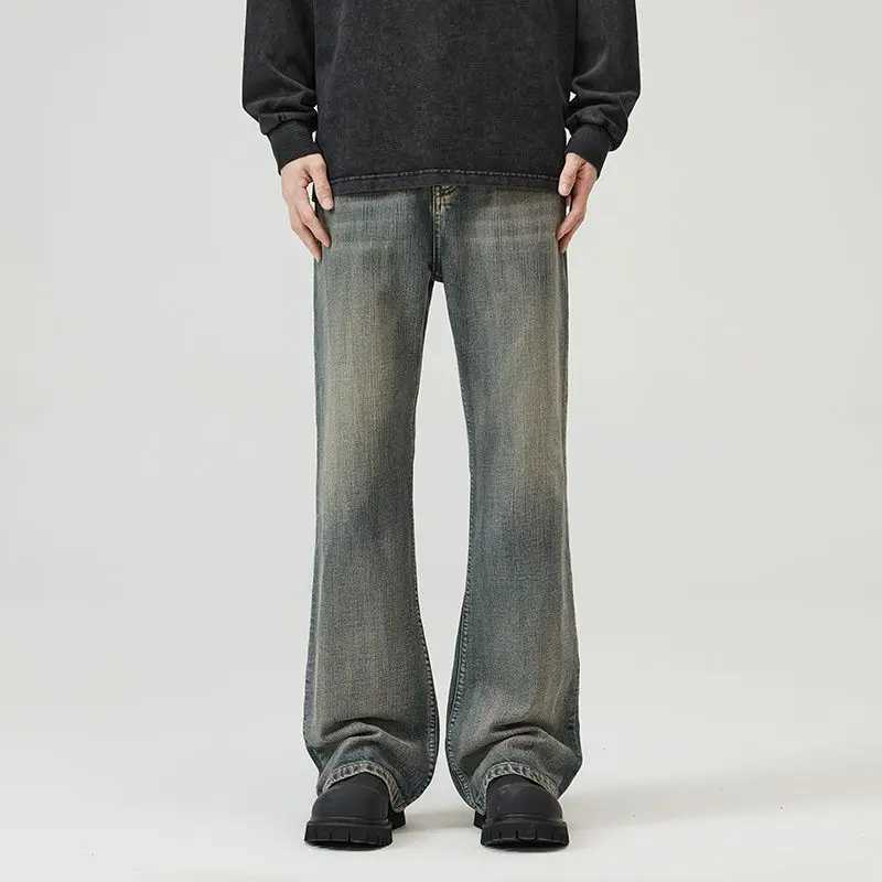 Mens Washed Loose Straight Leg Jeans Spring And Autumn Styles Plus Size Fashionable Retro Fashion Trendy Brand Casual Pants M260319