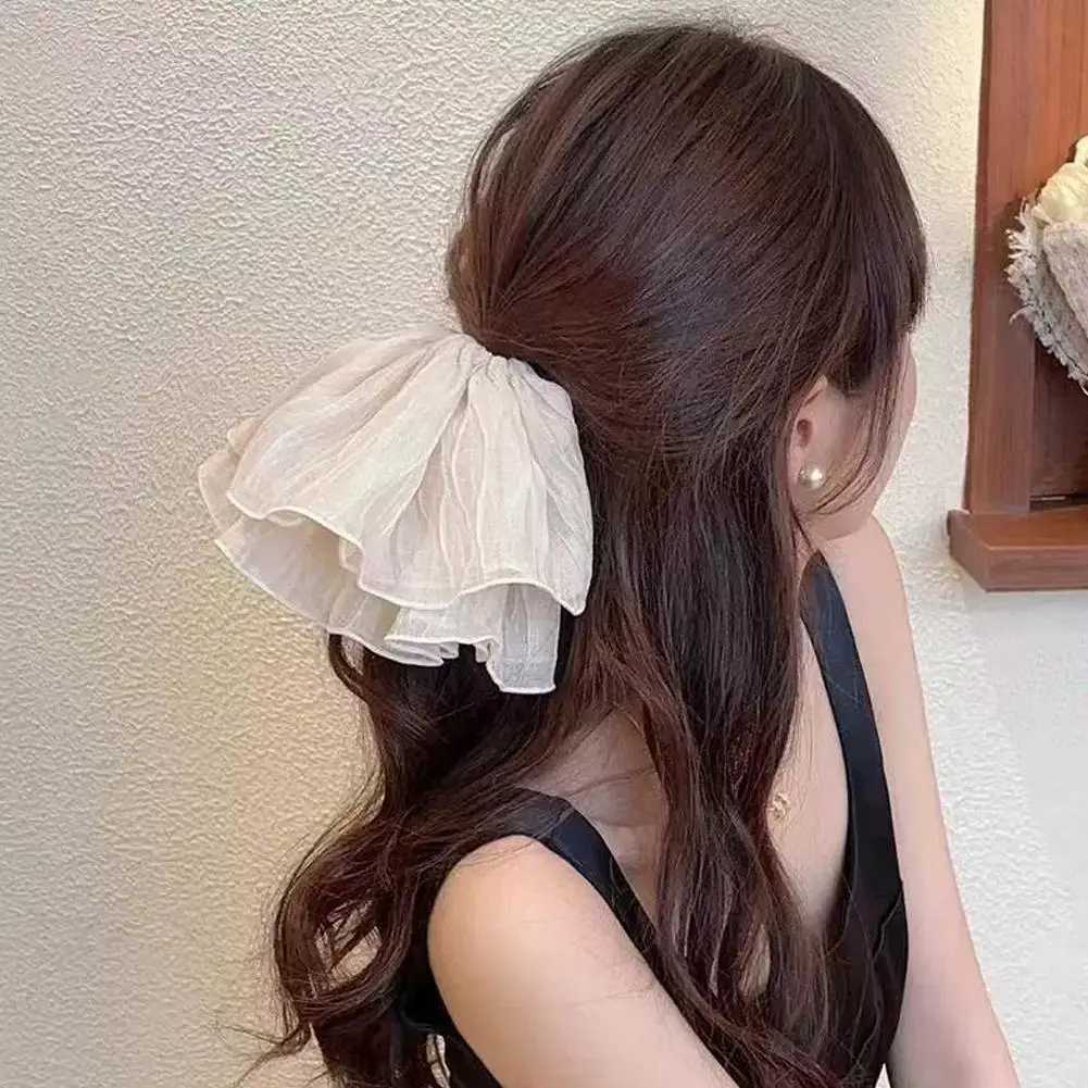 Retro Oversized Bow Hair Clip - Extra Wide Pleated Headband with High Stretch Colon-Style Hair Accessories for Women H260319