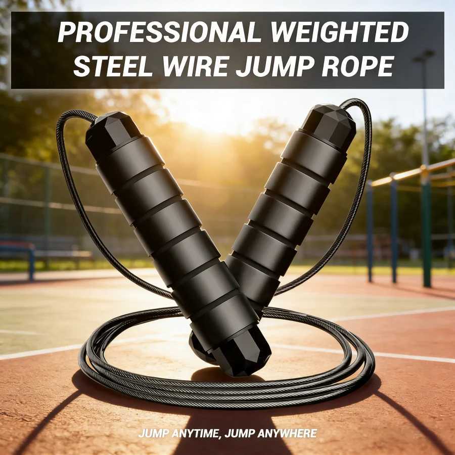 1 Pc PVC Jump Rope with Breathable Handle Patent Design Bearing Steel Wire Skipping Rope for Fitness Exercise M260319