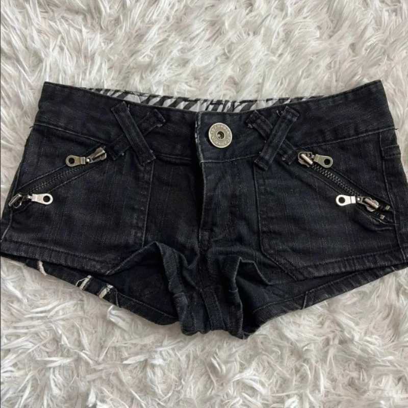 Hip hop fashion street cloTHing graphic style women blaCK shorts ins y2k goTH slim denim shorts M260319