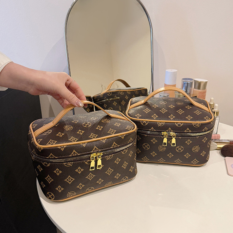 Printed makeup bag, new large-capacity storage bag, portable travel and business cosmetic storage pouch, multi-functional hand-held toiletry bag, luxu