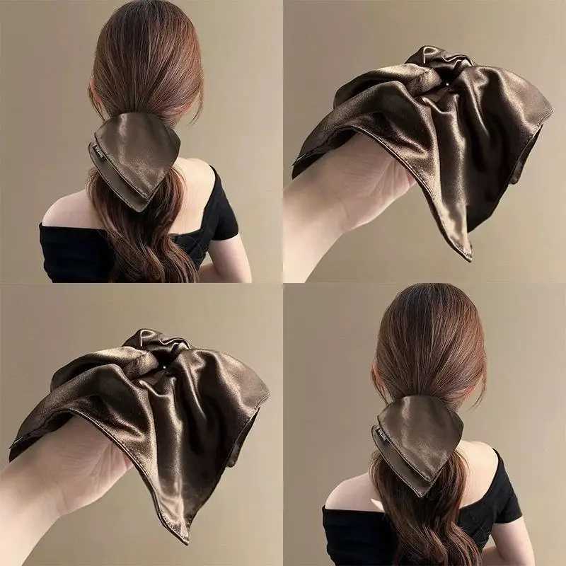 Korean Large Square Scrunchies Hair Rope Fashion Gentle Hair Ties Vintage New Hair Ring Light Luxury High-end Accessories H260319