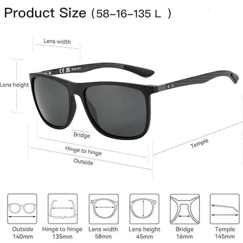 ZENOTTIC Square Polarized Sunglasses for Men Ultralight Carbon Fiber Sun Glasses Driving Fishing Golf Sport UV400 Protection H260319 - view 6